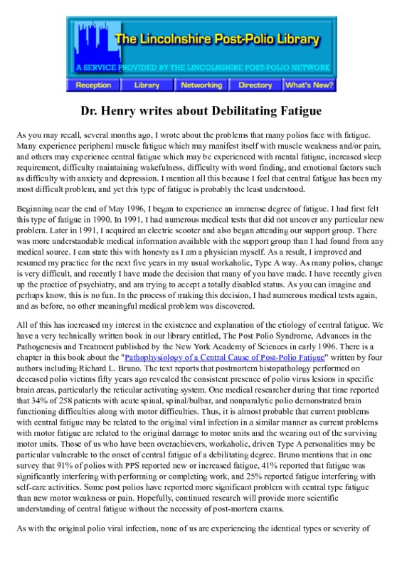 Dr Henry writes about Debilitating Fatigue.pdf