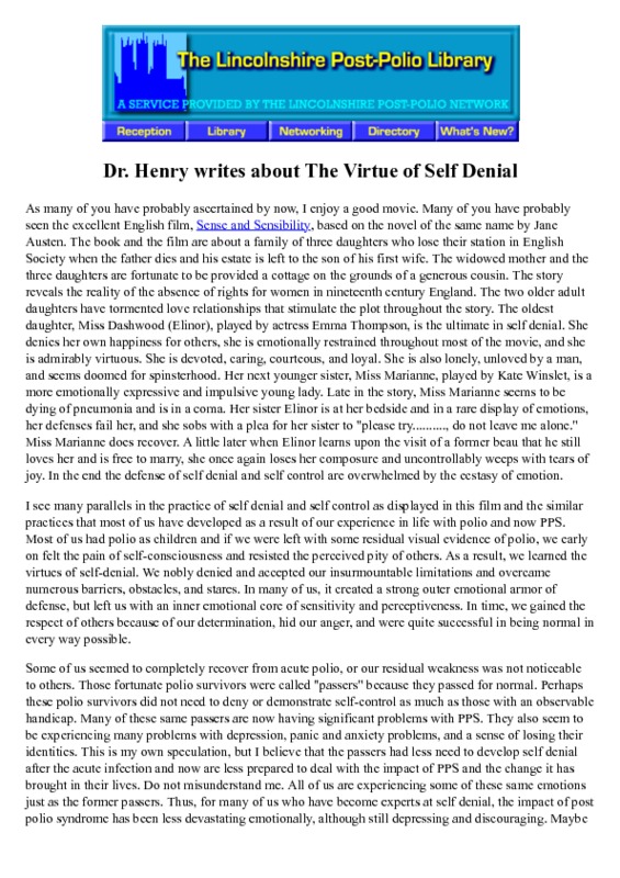 Dr Henry writes about The Virtue of Self Denial.pdf