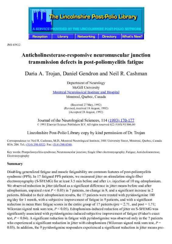 Anticholinesterase Responsive Neuromuscular Junction Transmission Defects in Post-Polio Fatigue.pdf