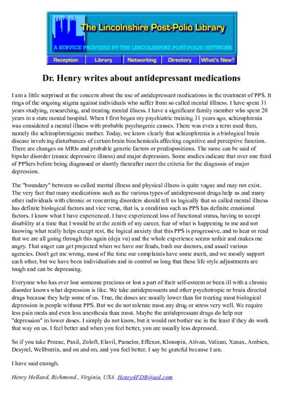 Dr Henry writes about antidepressant medications.pdf