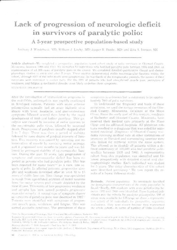 Lack of progression of neurologic deficit in survivors of paralytic polio.pdf