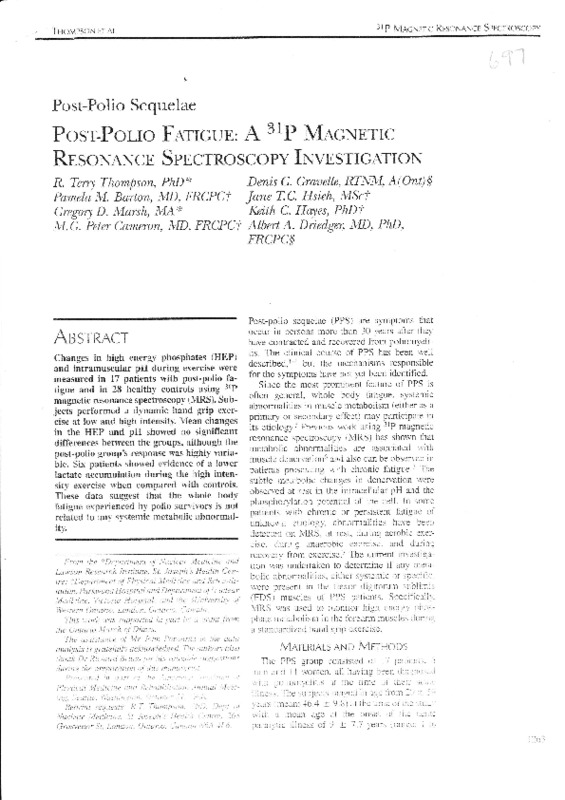 Post Polio Fatigue A 31p Magnetic Resonance Spectroscopy Investigation.pdf