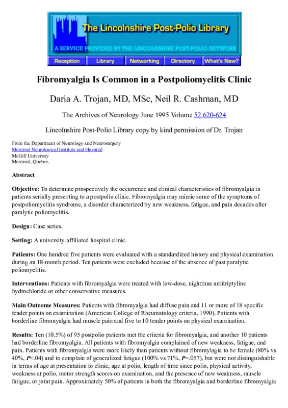 Fibromyalgia Is Common in a Postpoliomyelitis Clinic.pdf