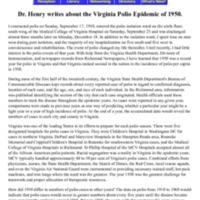 Dr. Henry writes about the Virginia Polio Epidemic of 1950.pdf