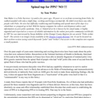Spinal Taps for Post-Polio Syndrome? No!